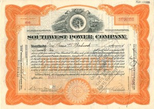 Southwest Power Co. - Stock Certificate